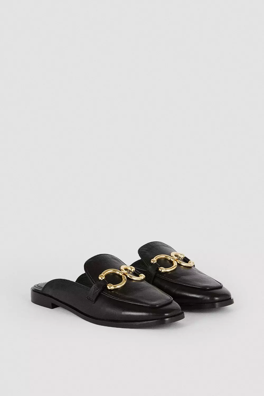 Leather Open Back Slip-on Loafer | Karen Millen