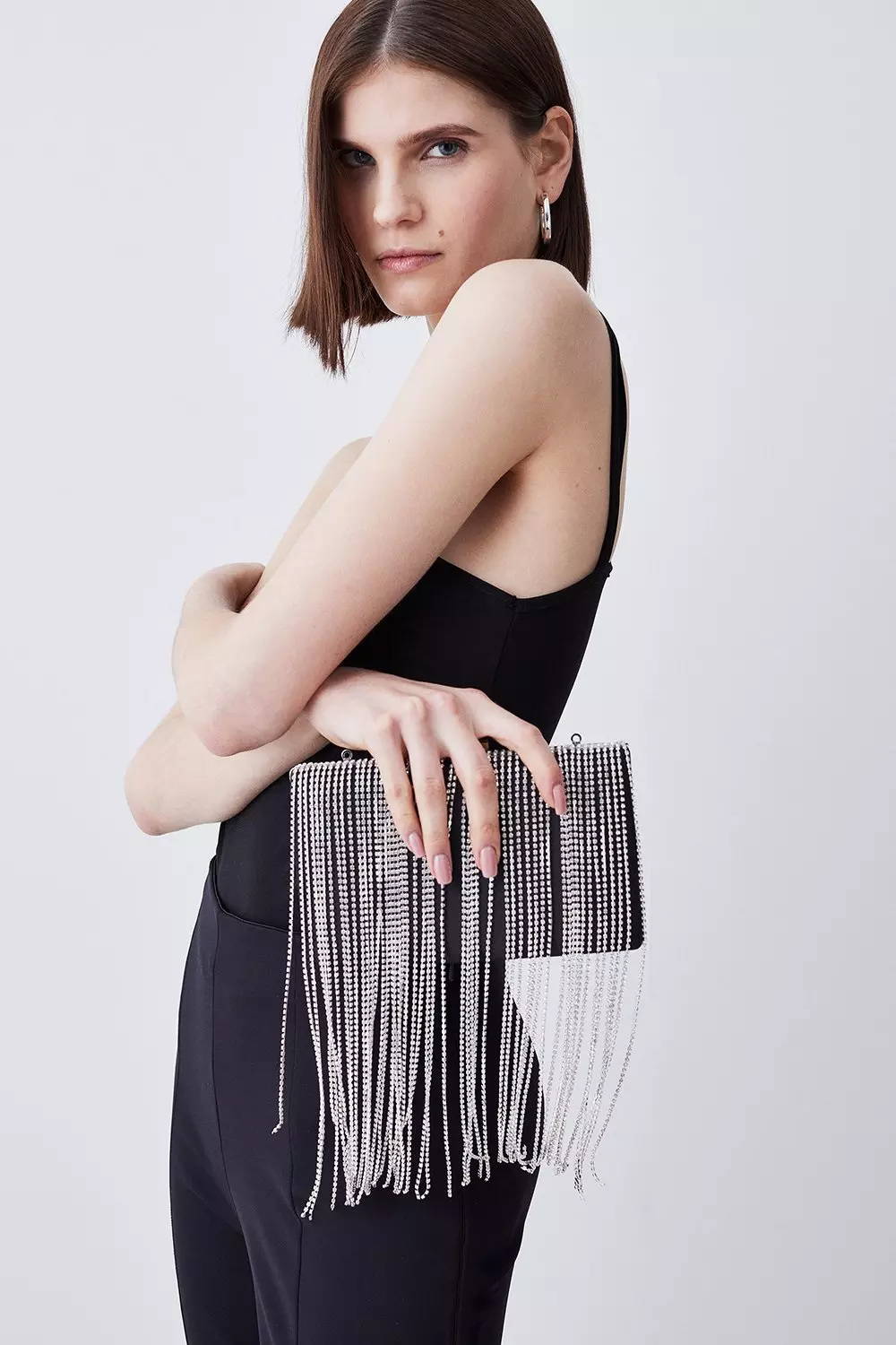 Karen millen discount woven clutch bag