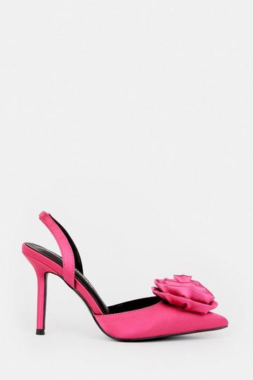 Flower Detail Court Slingback Heel hot pink
