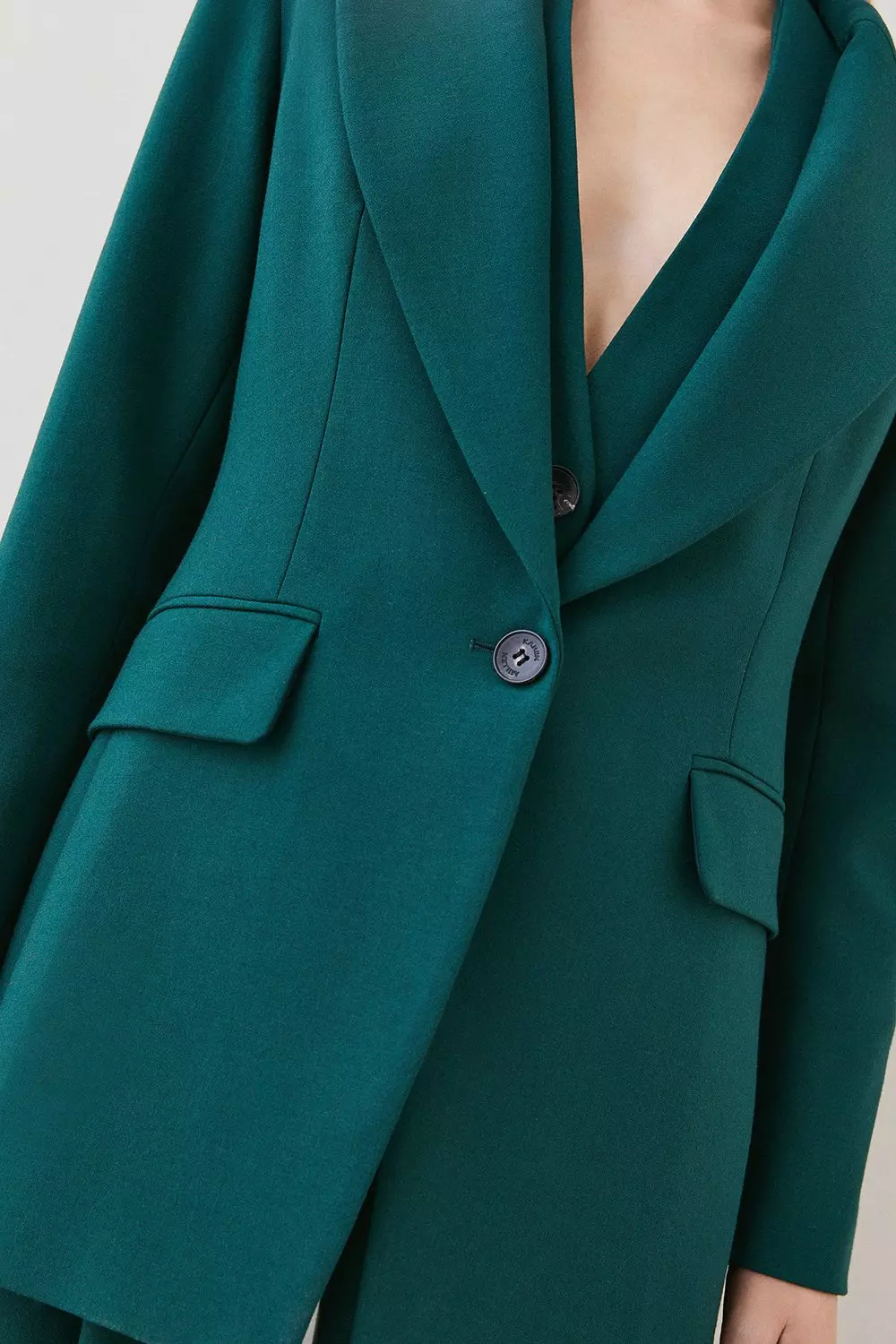 Single-breasted crêpe blazer, oil green