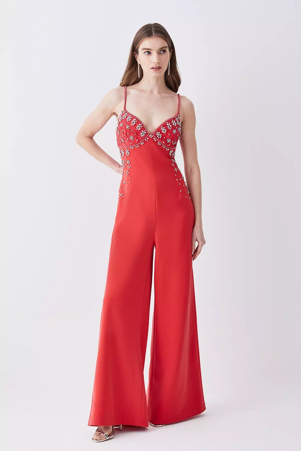 Red store embellished jumpsuit