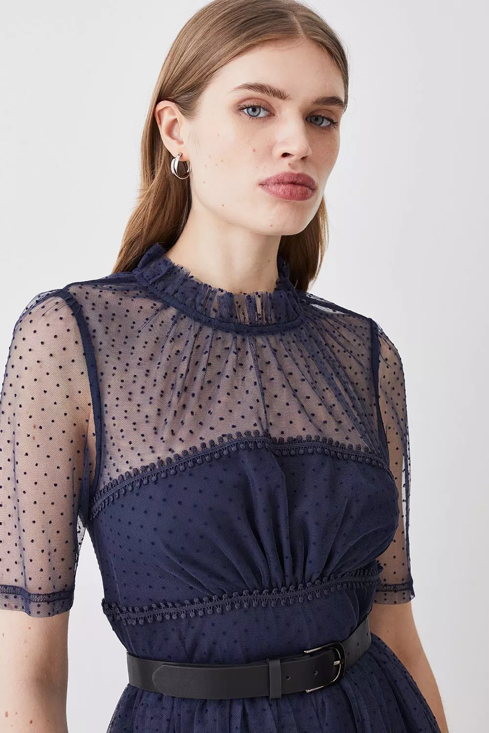 Mesh shop neck dress