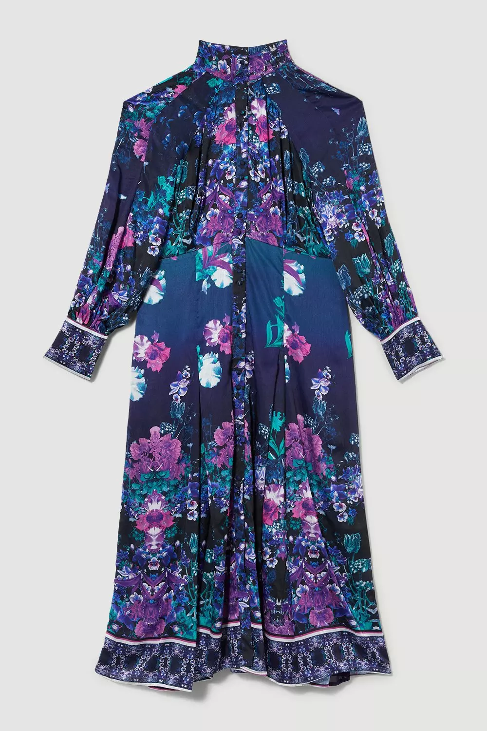 Karen Millen Floral Shirred Detail Woven Maxi Dress Blue | atelier-yuwa ...