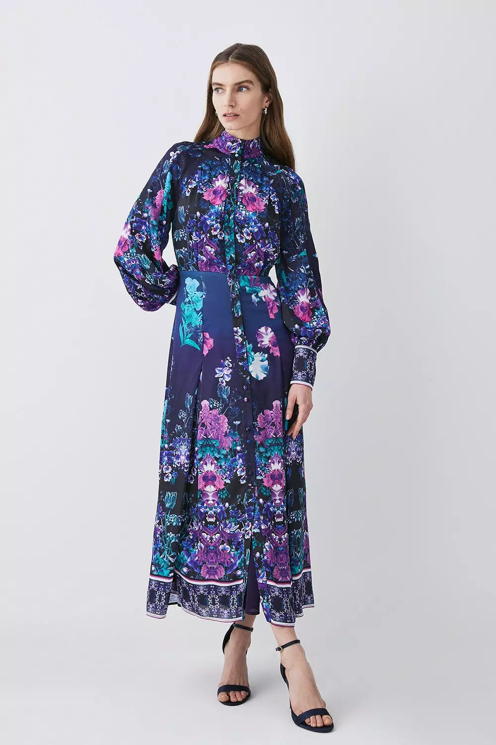 Satin floral midi dress on sale topshop