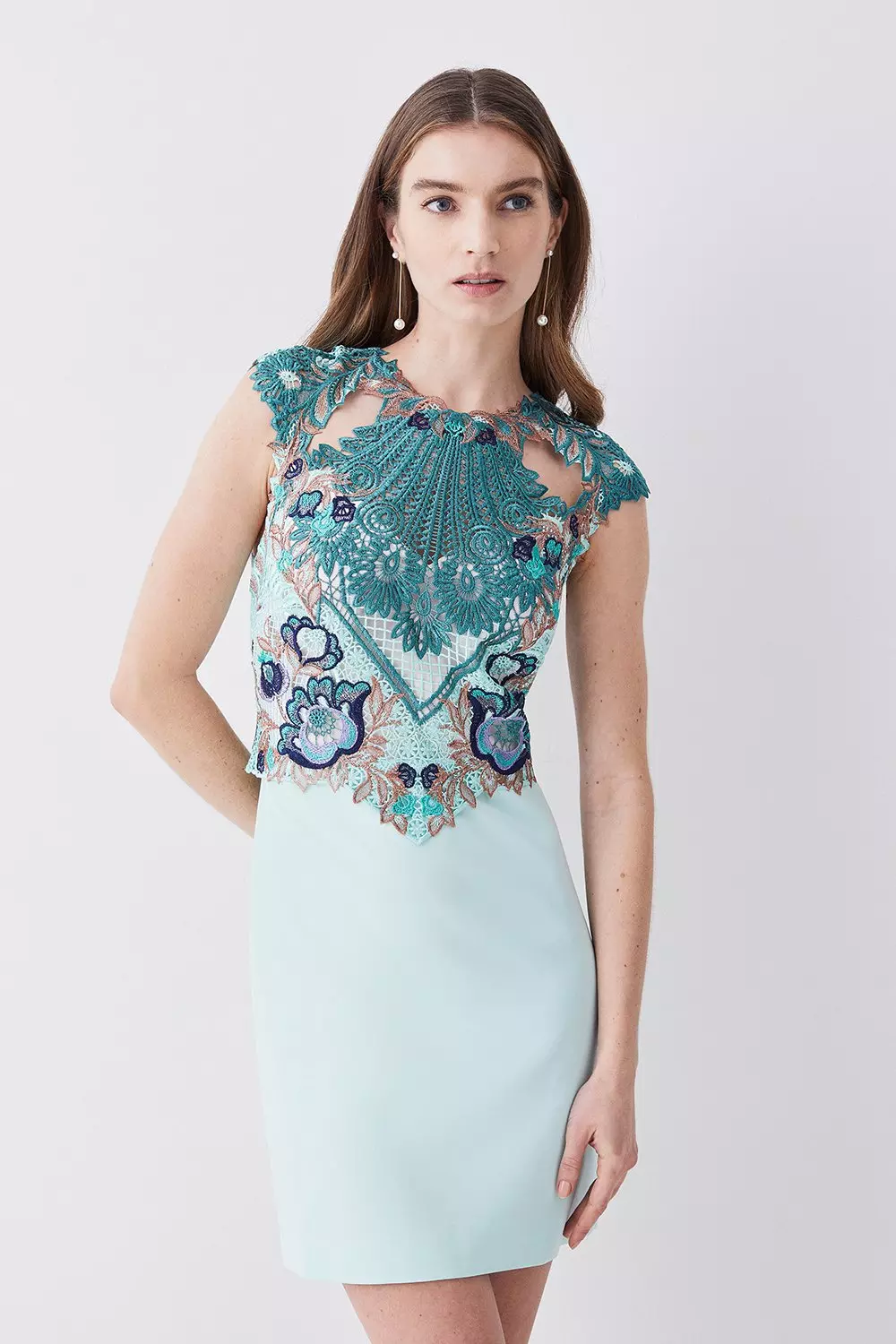 Mint lace outlet dress with sleeves