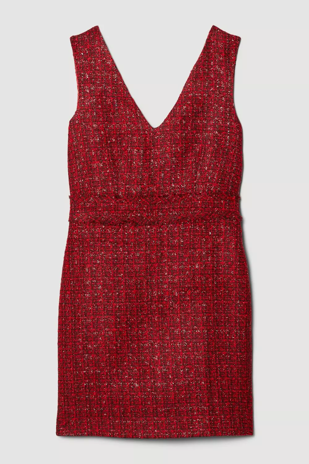 Tweed Frayed Waistband Detail Mini Dress | Karen Millen