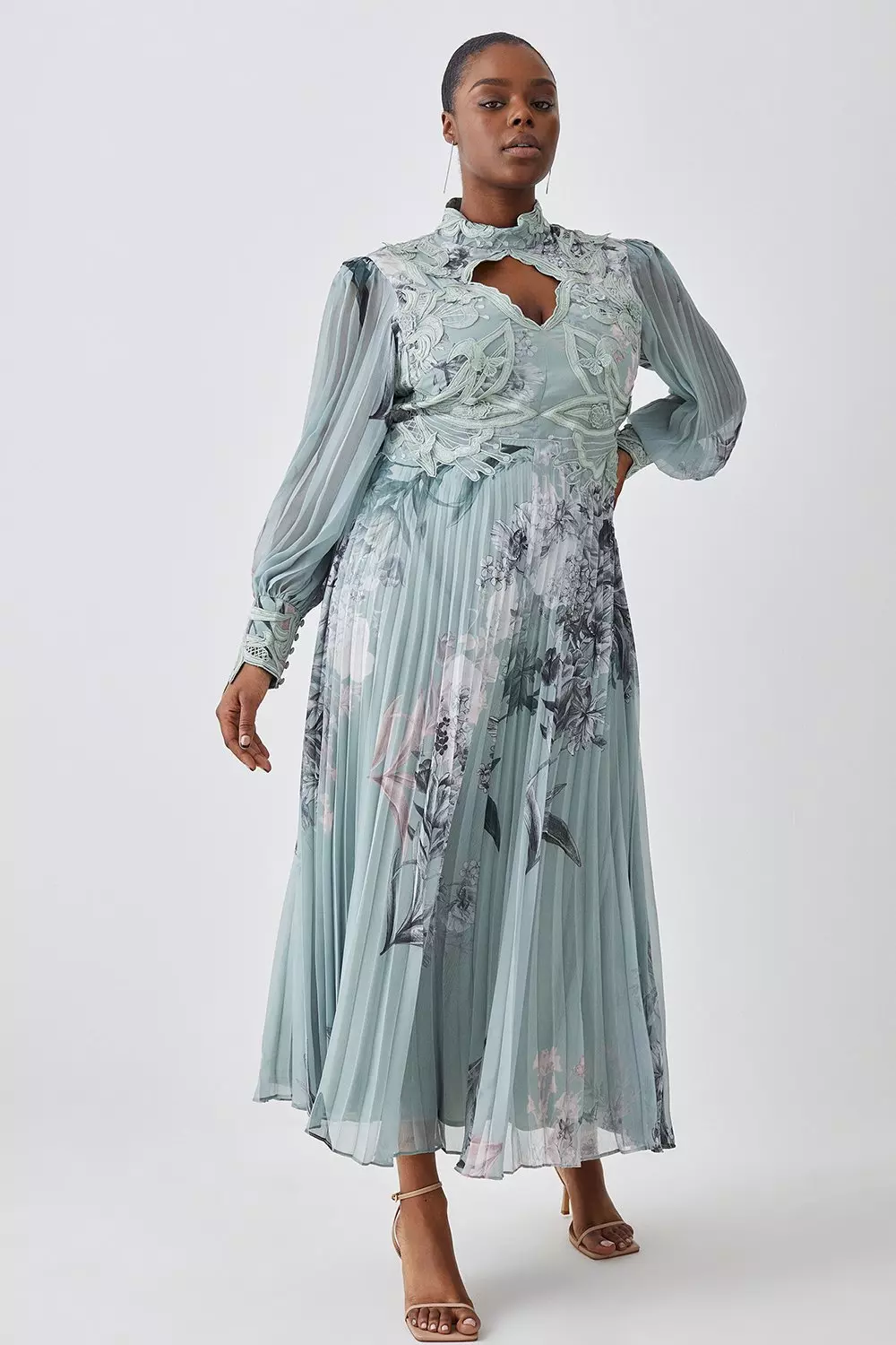Hurtigt Savant fyrretræ Lydia Millen Plus Size Floral Applique Pleated Maxi Dress | Karen Millen