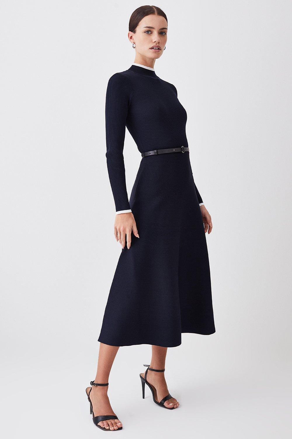 Tall Rib Knit Belted Midi Dress | Karen Millen