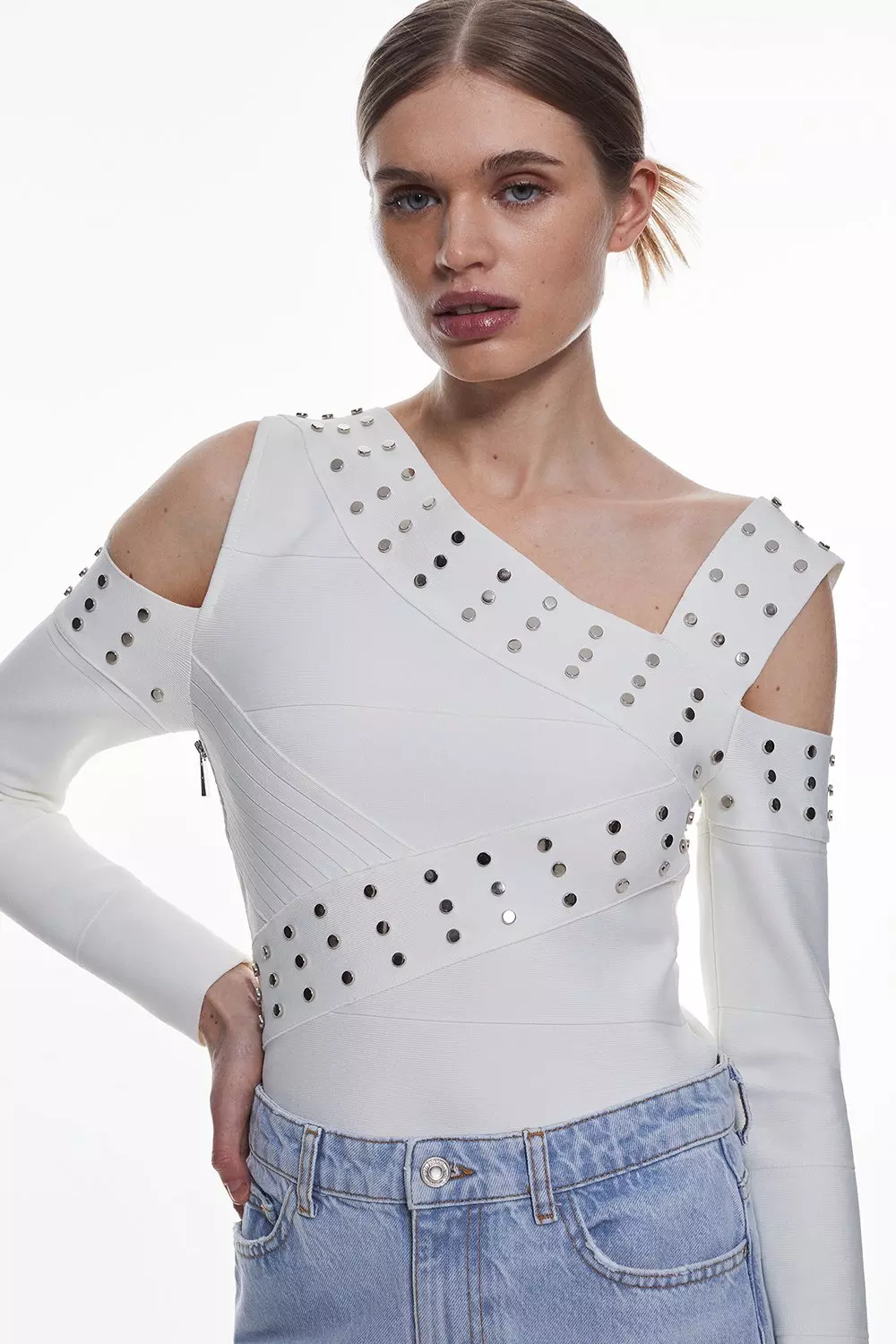 Cream cold shoulder discount top