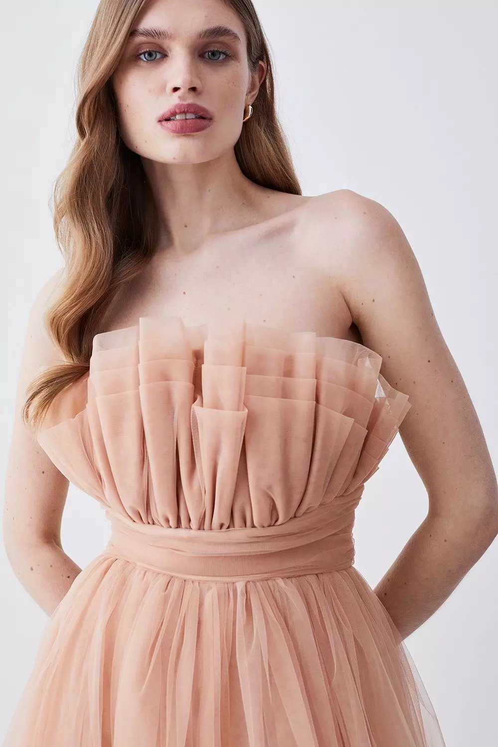 Rose tulle midi clearance dress