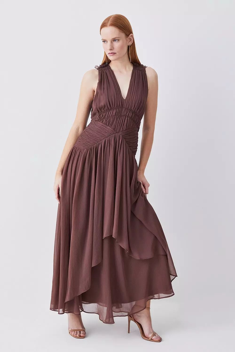 Plus Occasion Angel Sleeve Chiffon Midi Dress