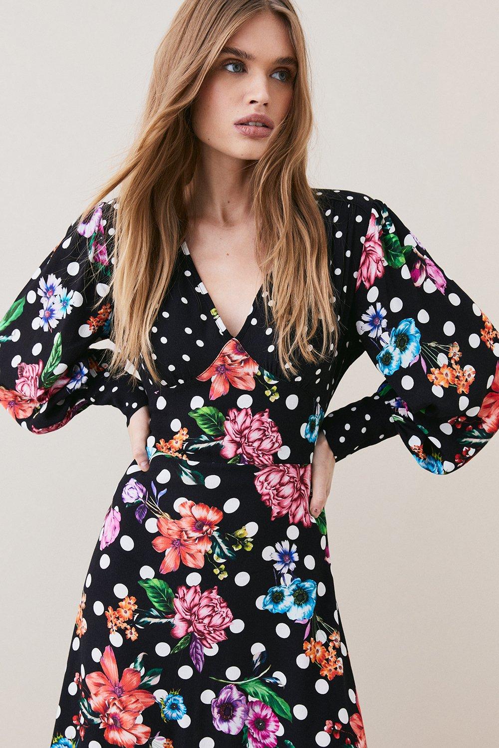 plunge neck floral dress