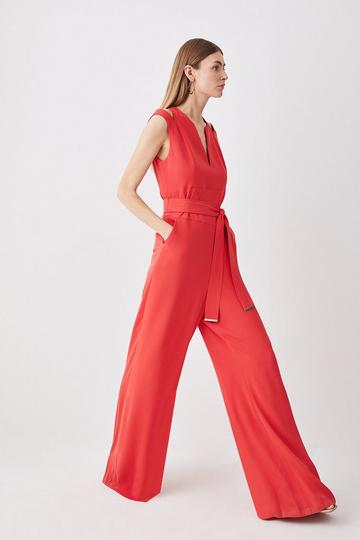 Tall Soft Tailored Wide Leg Jumpsuit coral