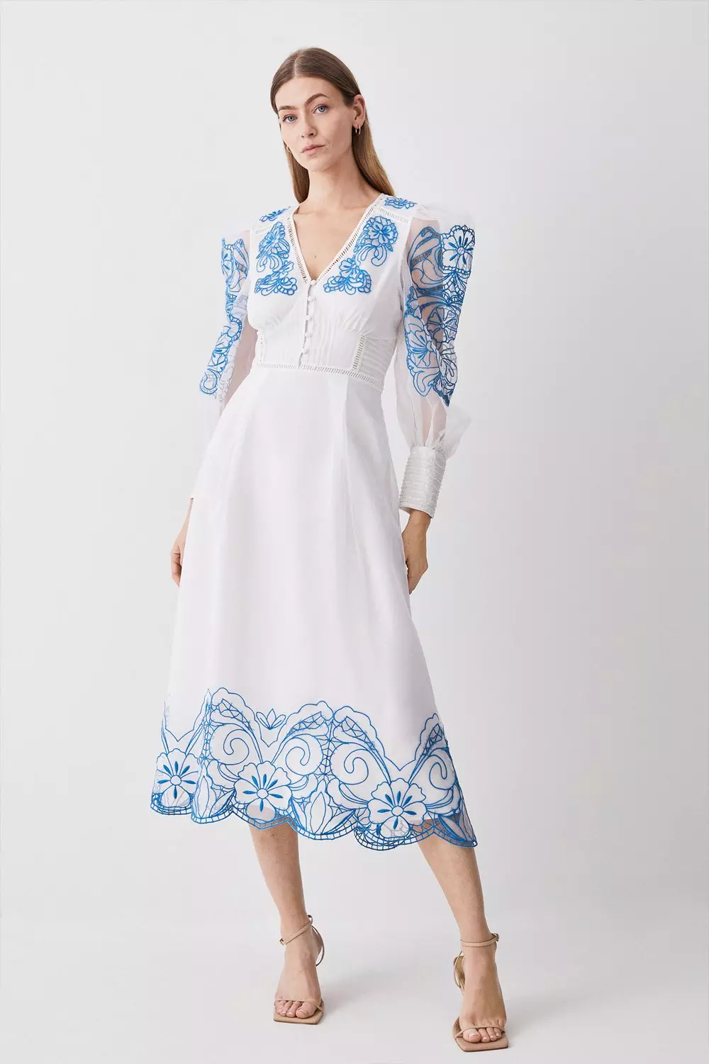 Karen millen embroidered midi hot sale dress