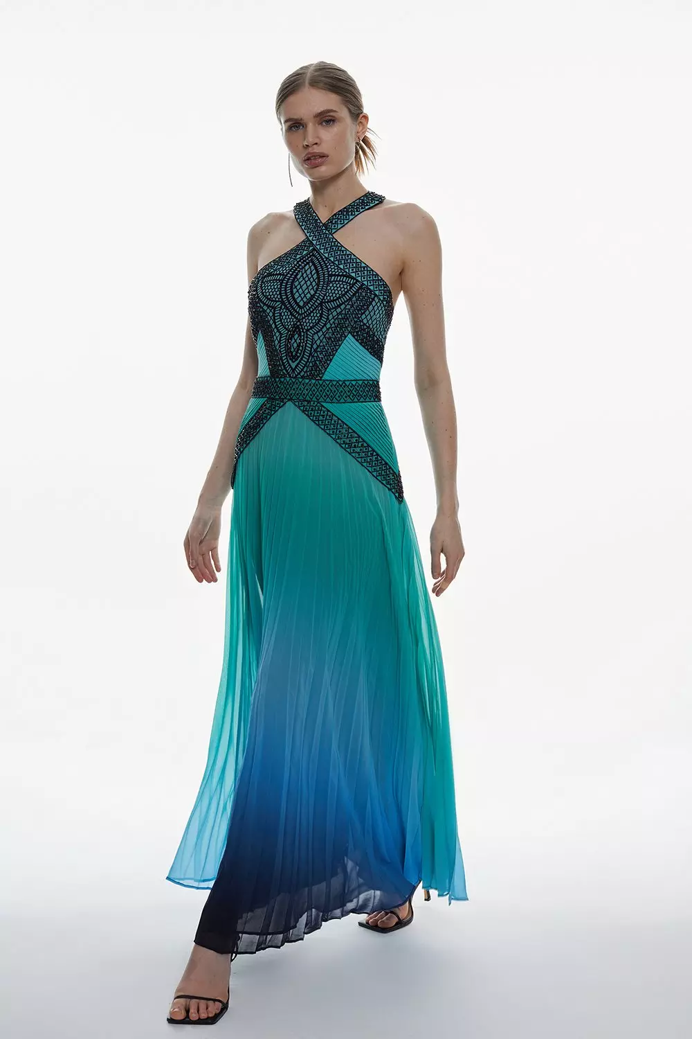 Pleated ombre clearance maxi dress