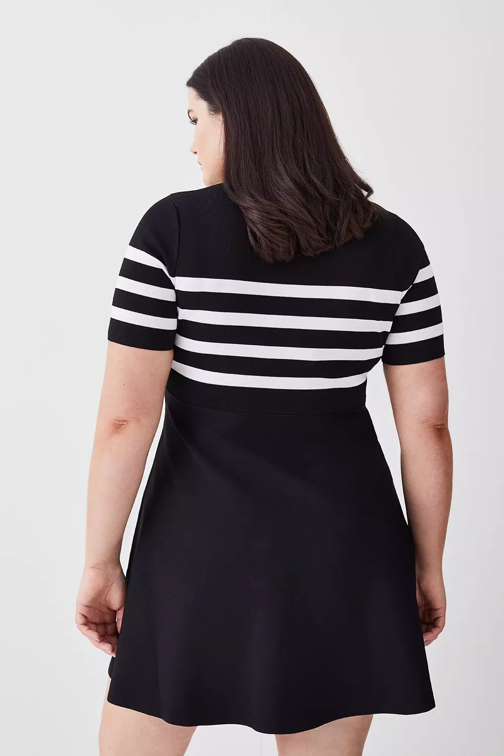 Plus size black skater dress with sleeves sale