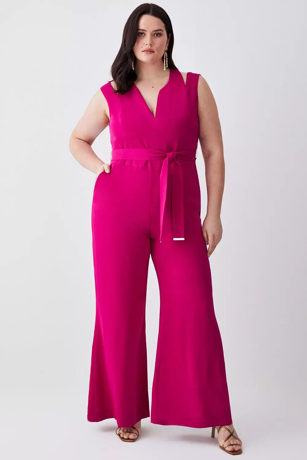 Plus Size Soft Tailored Wide Jumpsuit | Karen Millen