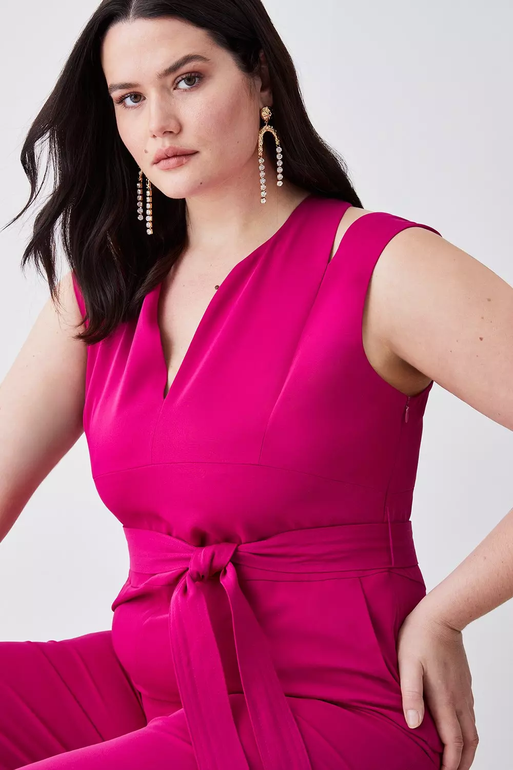 Hot Pink Two-Piece Wide-Leg Jumpsuit | Womens | Large (Available in M) | 100% Polyester | Lulus