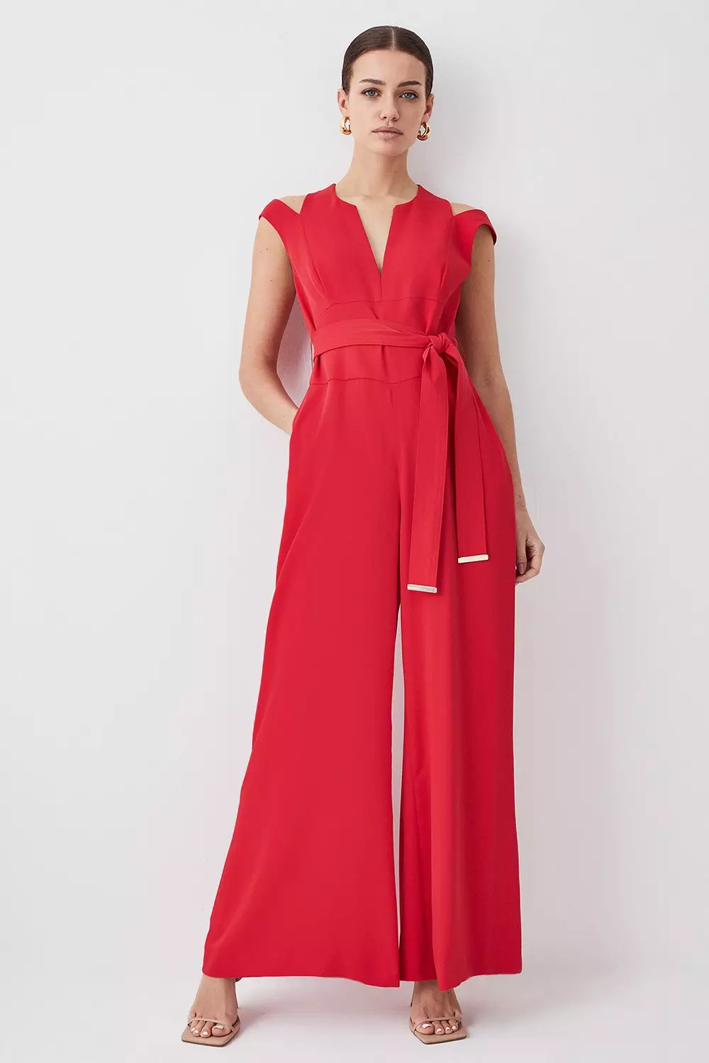 Petite Fluid Tailored Wide Leg Jumpsuit | Karen Millen