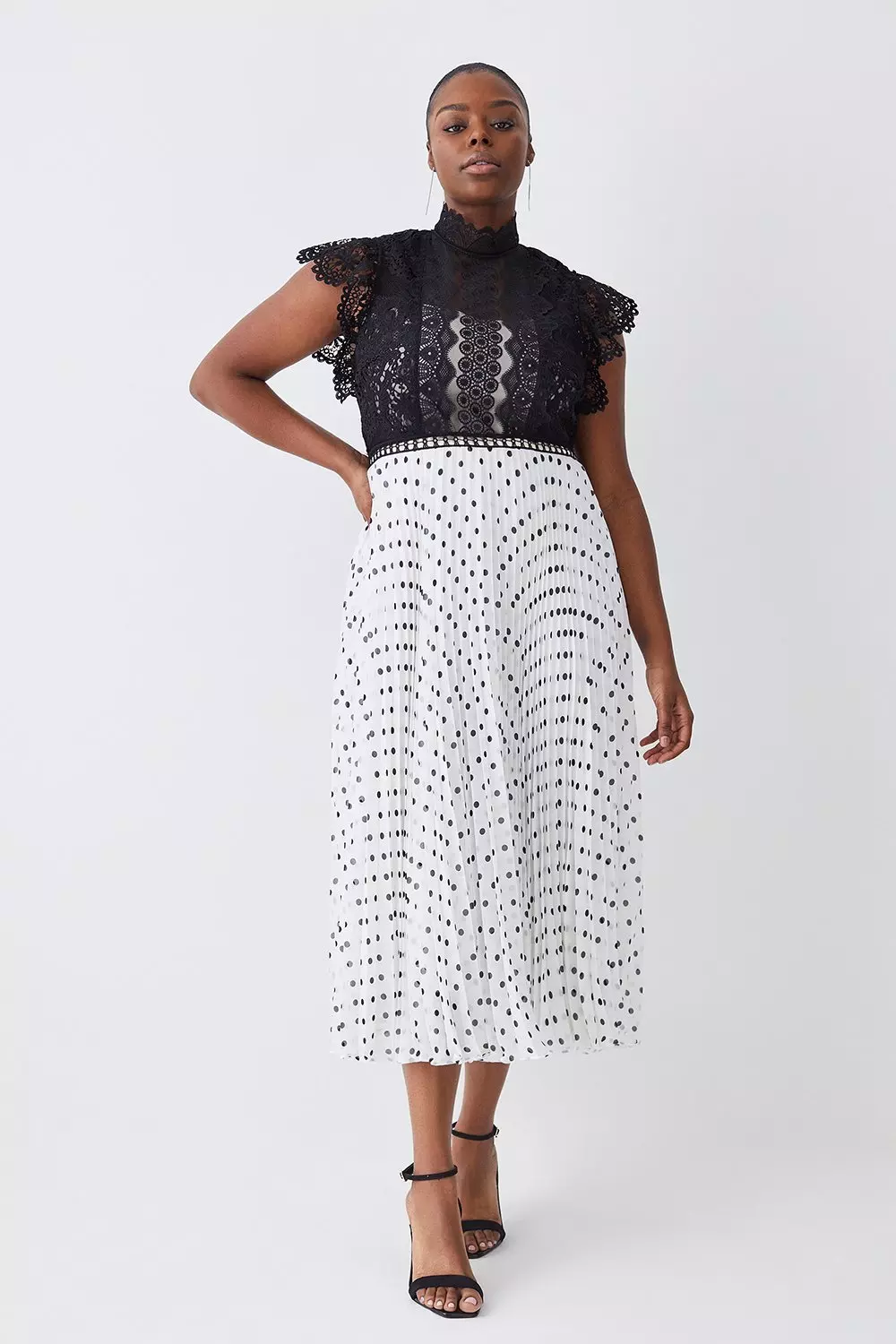 Plus Size Polka Dot Midi Skirt