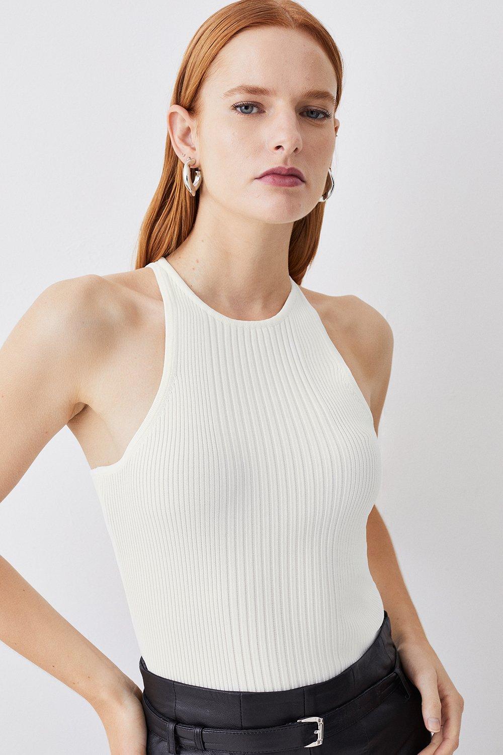 Racer Style Rib Knit Top
