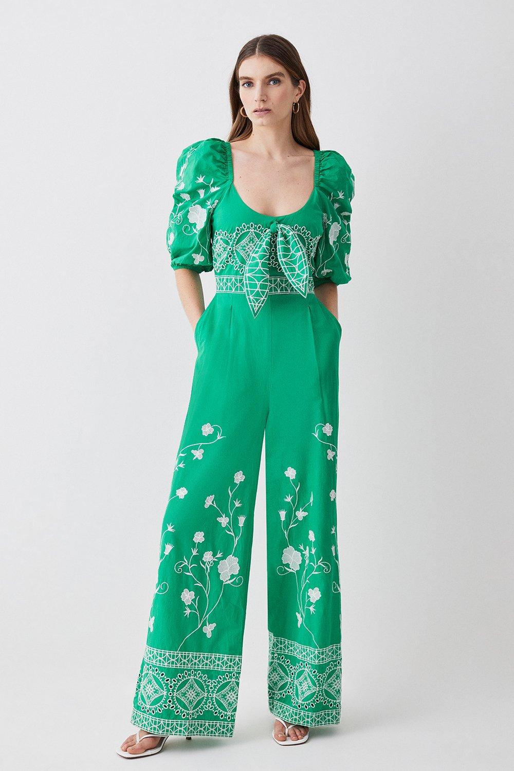 Zara green best sale floral jumpsuit