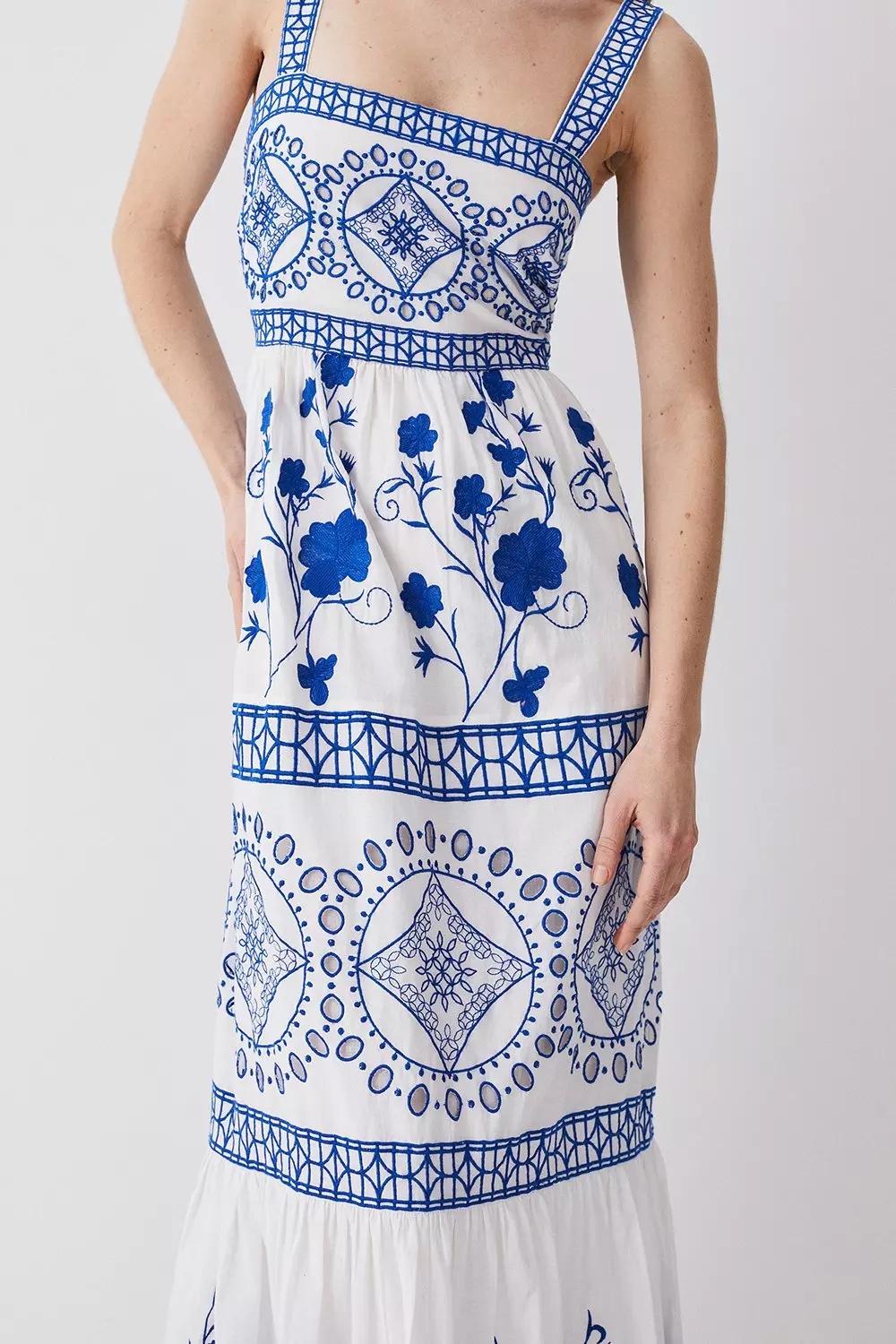Floral & Geo Embroidered Woven Midaxi | Karen Millen