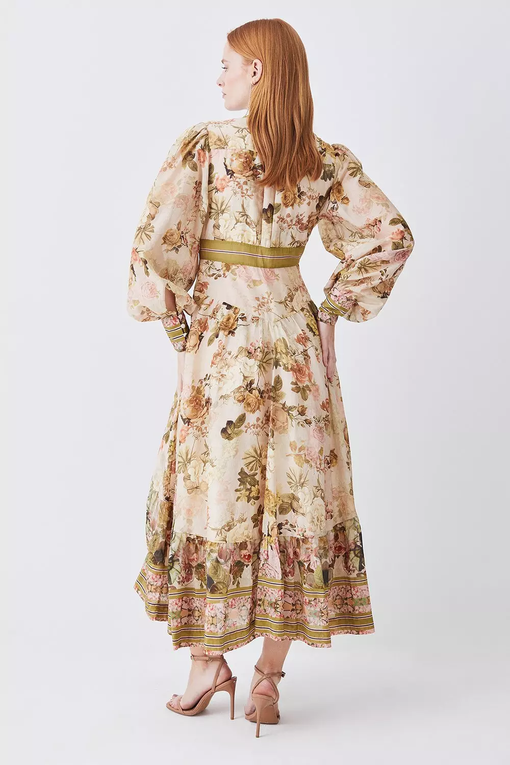 Lydia Millen Silk Cotton Vintage Floral Maxi Dress | Karen Millen