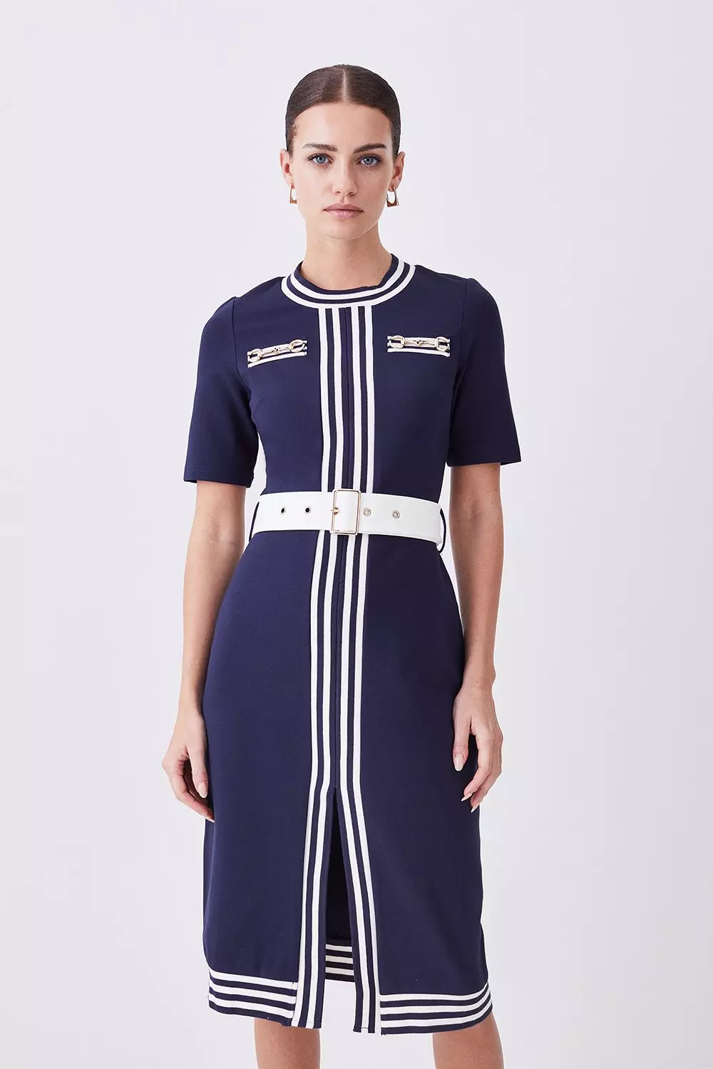 Ponte Belted Midi Dress | Karen Millen