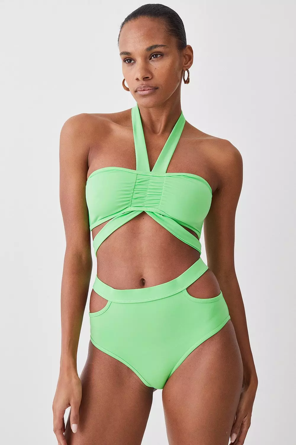 Cut Out High Waist Bikini Bottoms Karen Millen