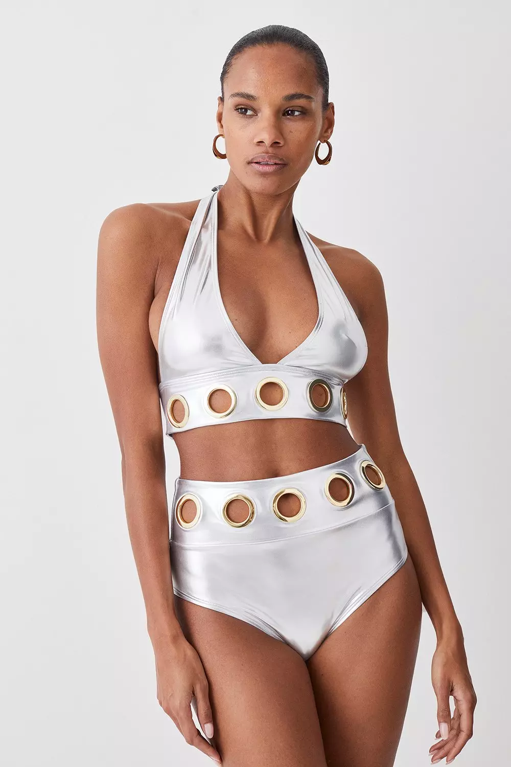 Silver Lux Recycled High-Waisted Bikini – Cosmic Odyssey