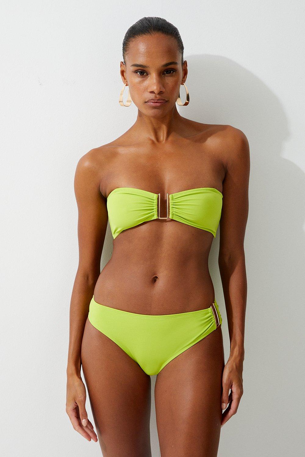 Bikini Bottoms With Gold Trim - Green