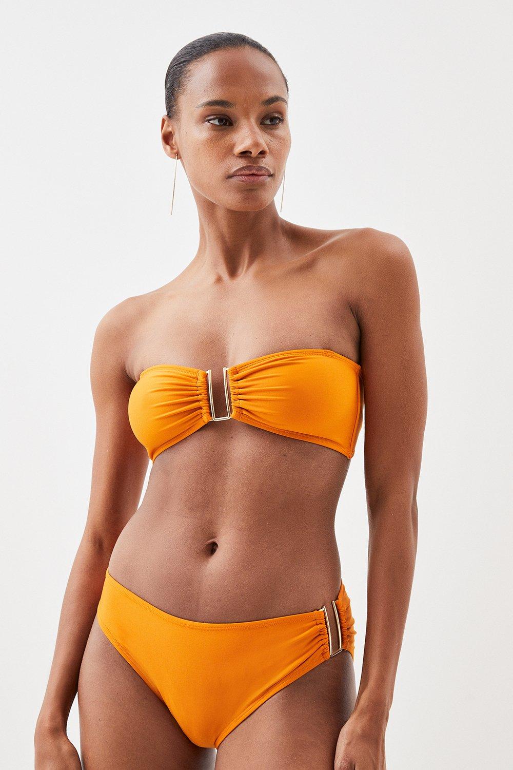 Bikini Bottoms With Gold Trim - Orange