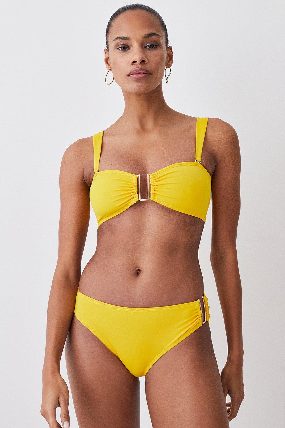 Bikini Bottoms With Gold Trim - Yellow