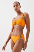 Orange Detachable Strap Gold Trim Bikini Top