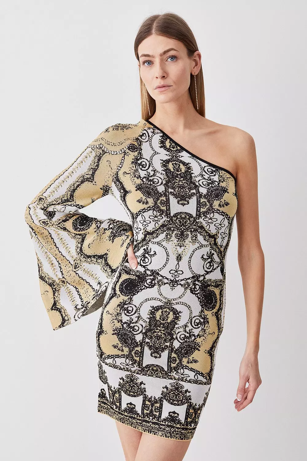 Snake print one shoulder on sale dress