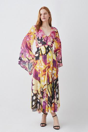 Floral Embroidered Woven Midi Dress multi