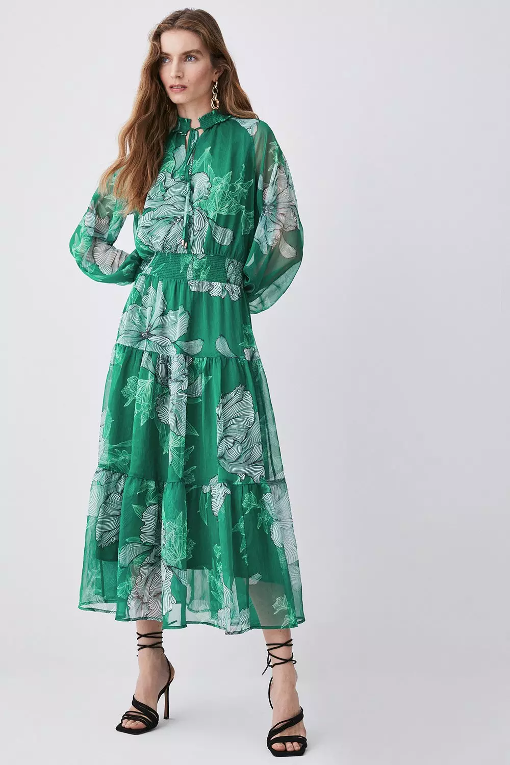 Karen millen outlet green silk dress