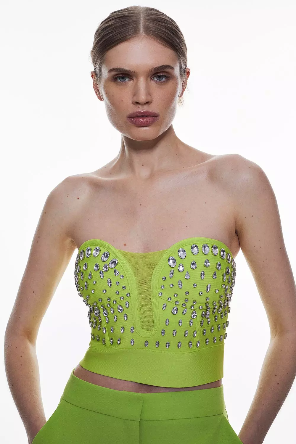 Embellished wool bustier in pink - Area