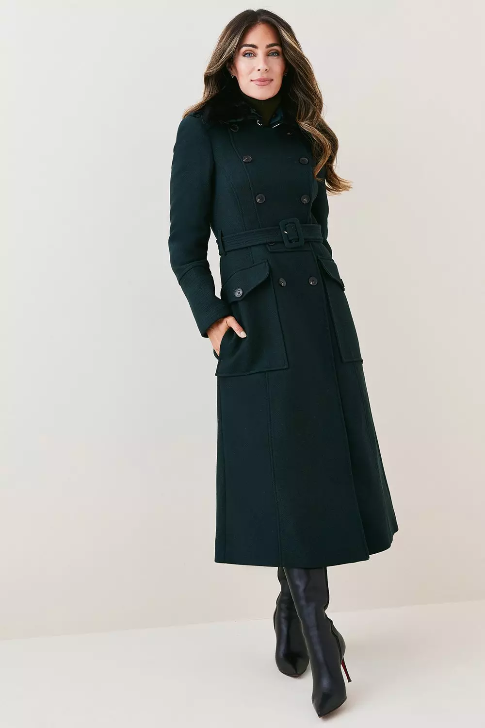 Buy Karen Millen Italian Wool Maxi Double Breasted Tailored Coat