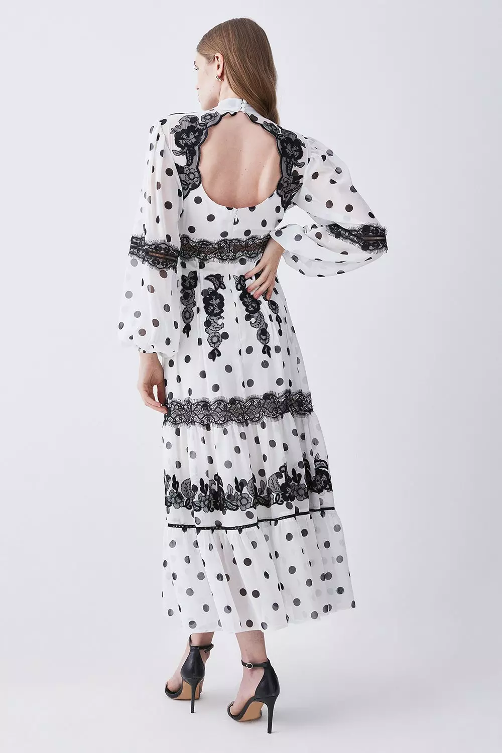 Long sleeve polka clearance dot maxi dress