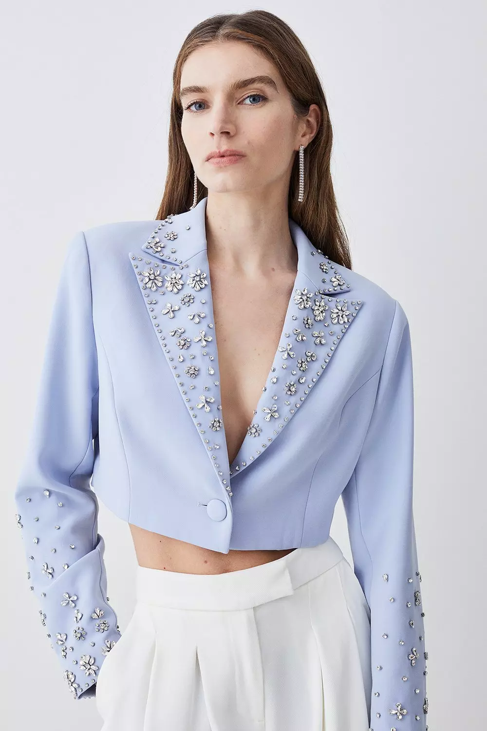 Light blue cropped outlet jacket