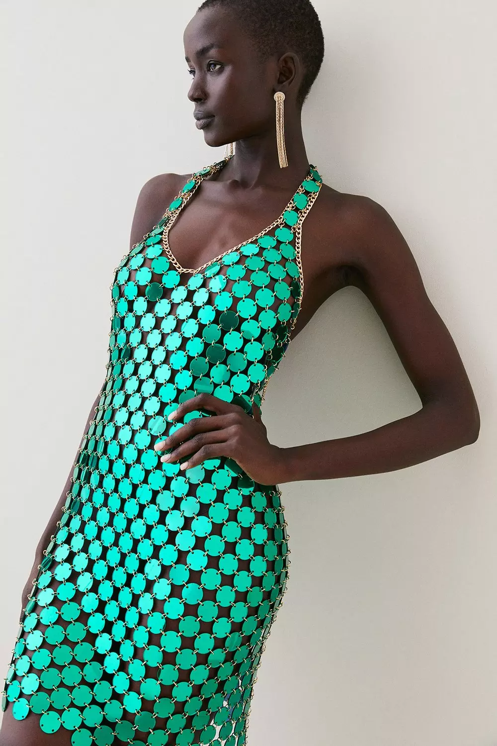 Zara green chain store dress