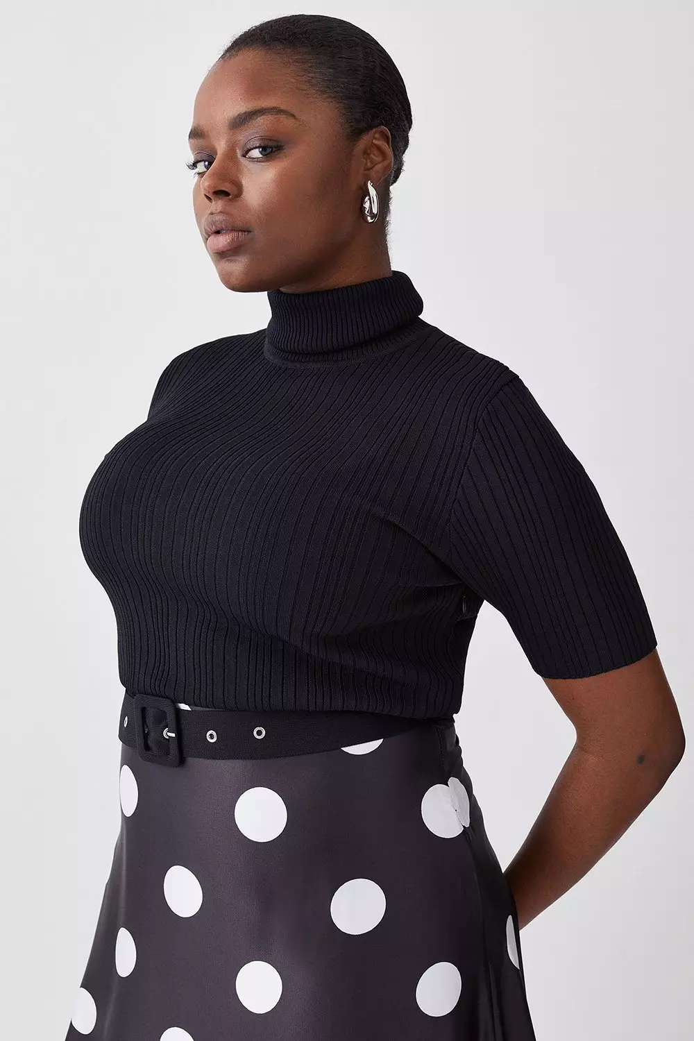 Plus Size Polka Dot Midi Skirt