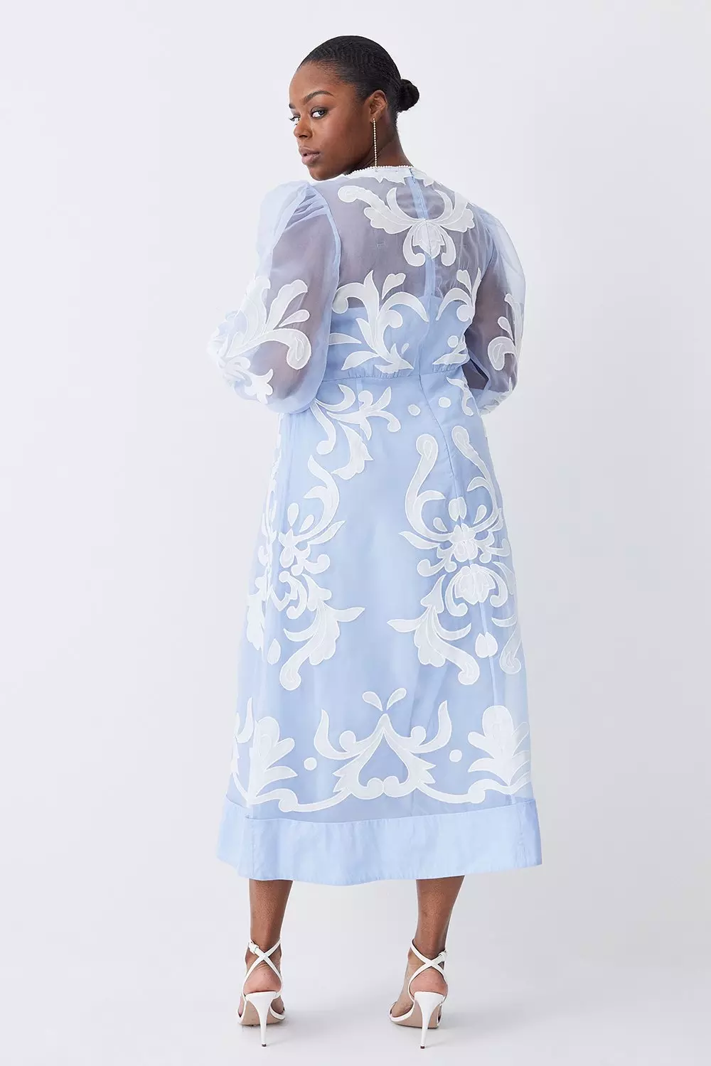 Plus Size Applique Organdie Buttoned Woven Maxi Dress | Karen Millen