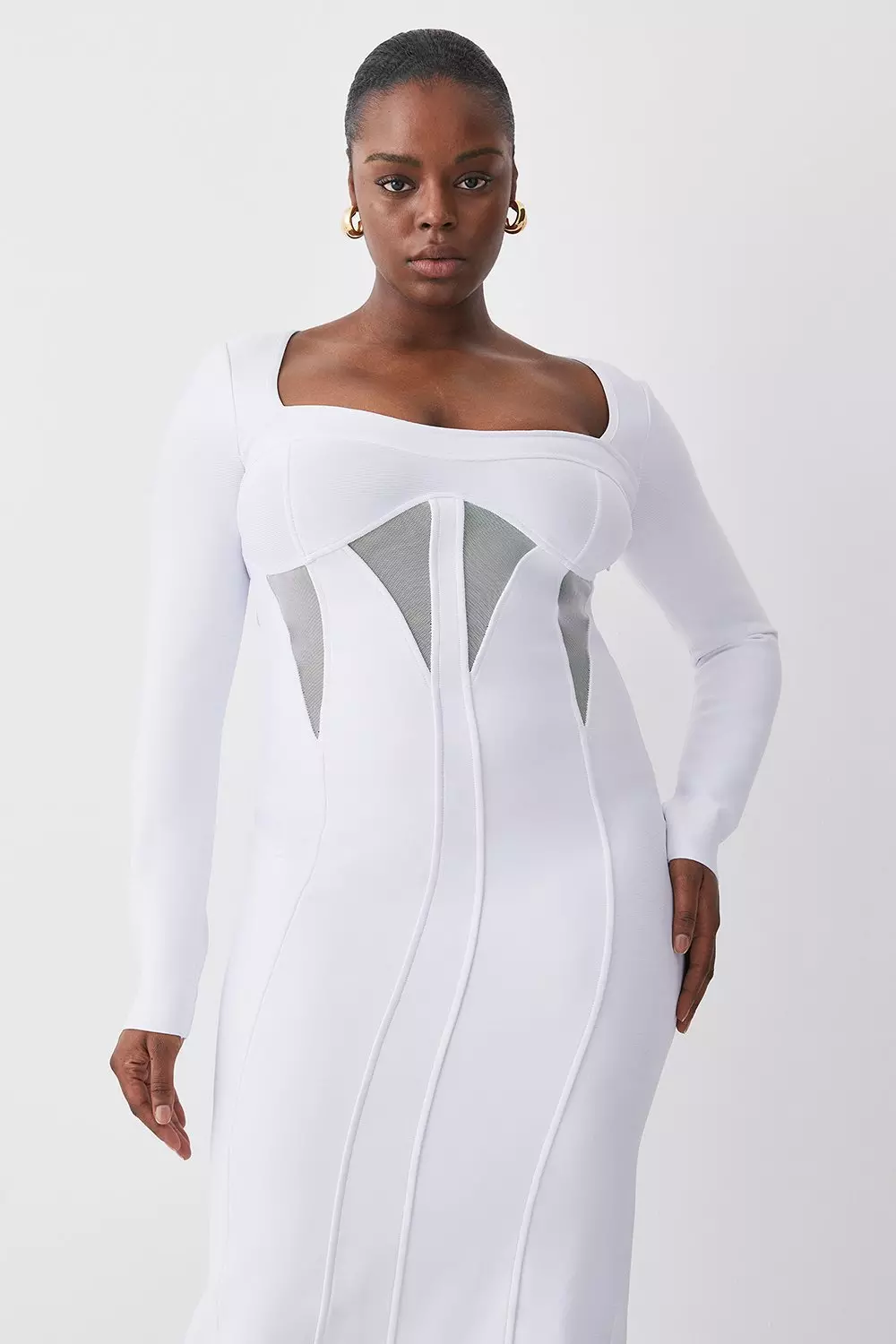 Plus size white bandage on sale dress