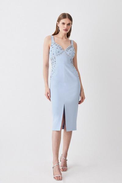 Embellished Stretch Woven Midi Dress
