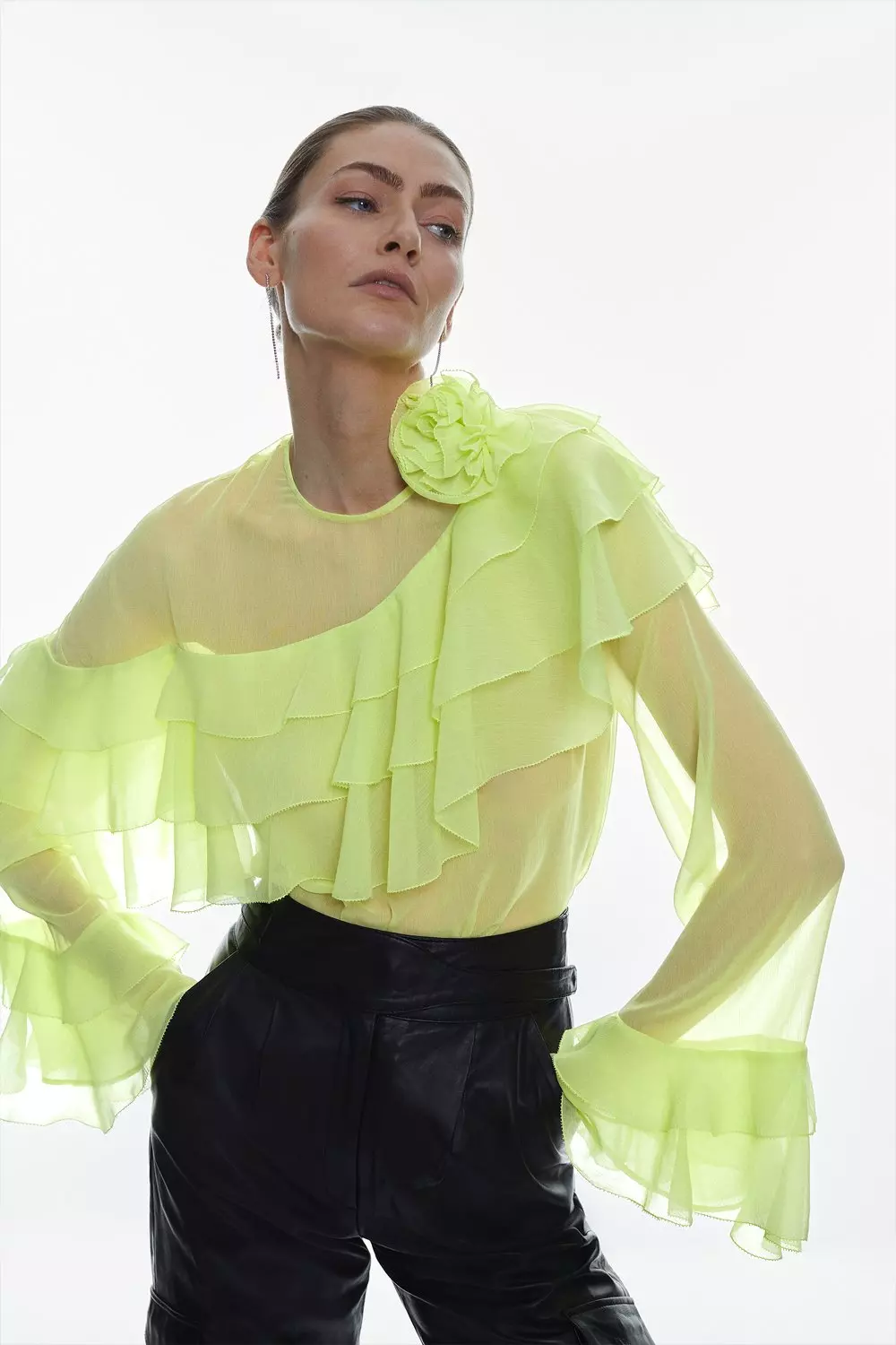 Chiffon Corsage Ruffle Blouse | Karen Millen