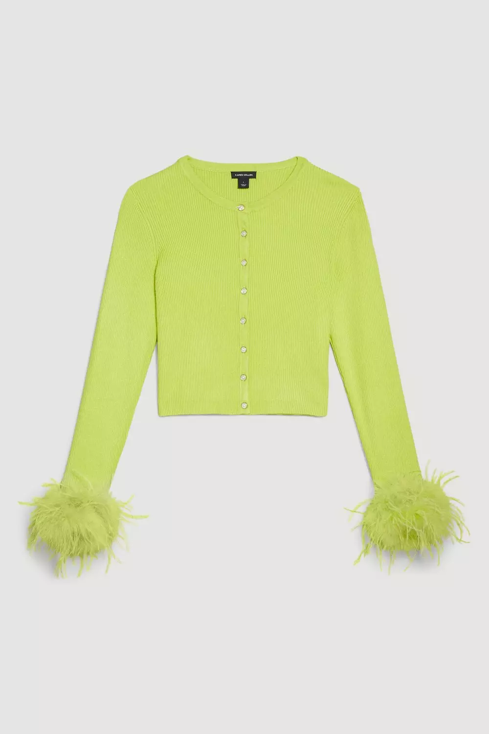 Feather Trim Knit Cardigan | Karen Millen