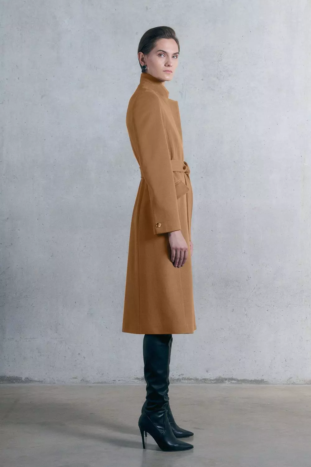 Tall Italian Manteco Wool Cashmere Notch Neck Coat